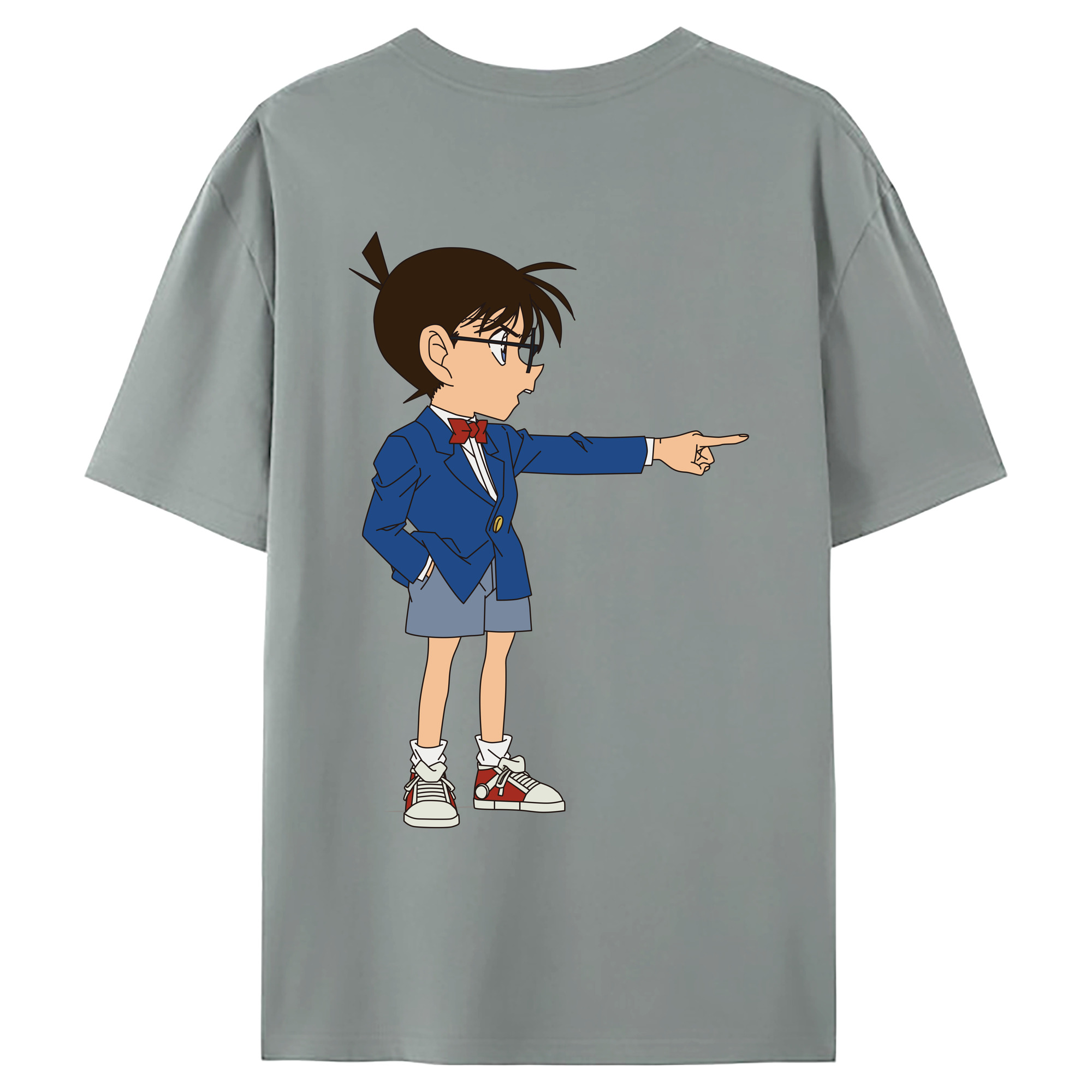（画像用） 名探偵コナン 江戸川 コナン Detective Conan Conan Edogawa 綿100％ メンズ半袖Tシャツ（バックプリント） 通気性